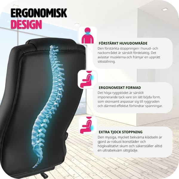 Ergonomisk kontorsstol - svart