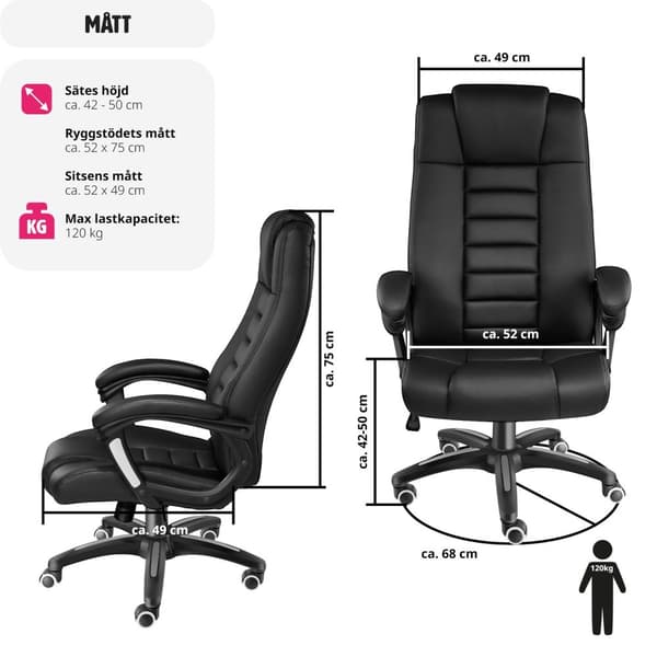 Ergonomisk kontorsstol - svart