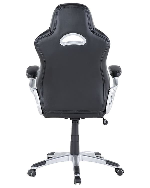 Kontorsstol Ergonomisk svart konstläder Justerbart ryggstöd i höjdled Gaming