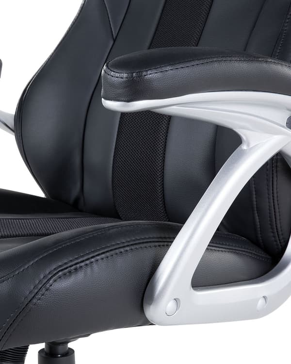 Kontorsstol Ergonomisk svart konstläder Justerbart ryggstöd i höjdled Gaming