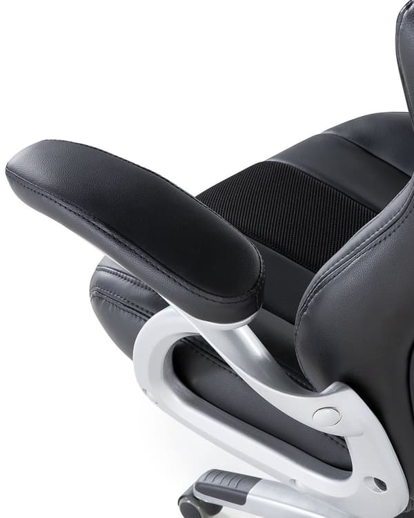 Kontorsstol Ergonomisk svart konstläder Justerbart ryggstöd i höjdled Gaming
