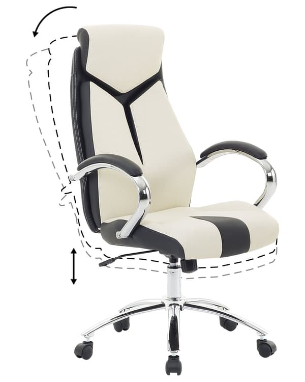 Työtuoli beige 63 x 115-125 x 72 cm polyesteri muovi säädettävä pyörät kääntyvä
