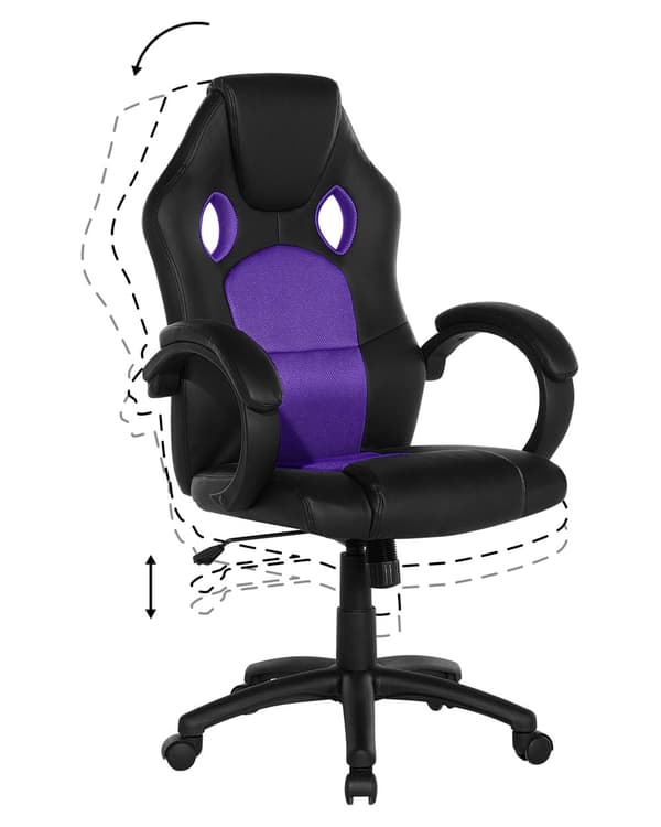 Työtuoli keinonahka musta/violetti FIGHTER