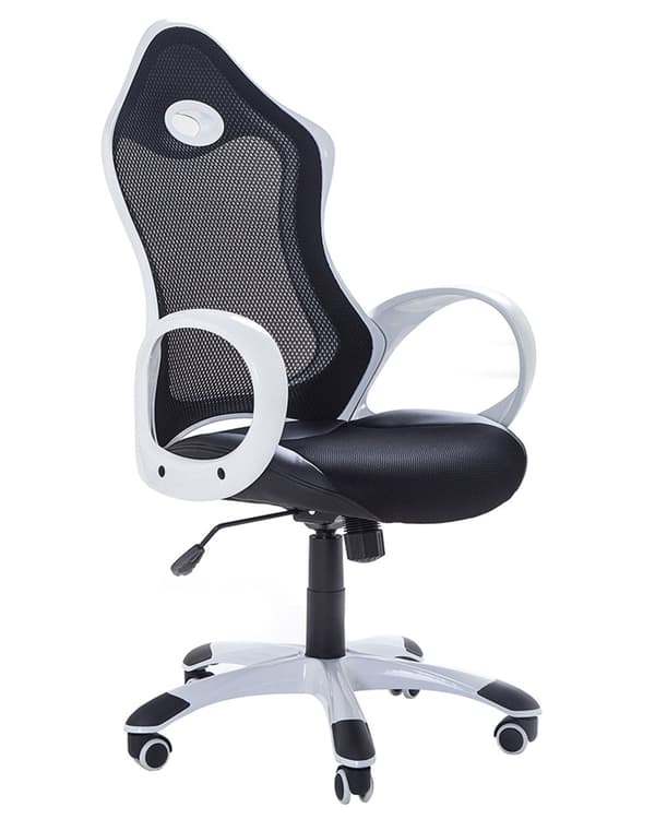 Työtuoli mustavalkoinen 67 x 109-119 x 67 cm polyesteri kallistettava pyörivä ergonominen