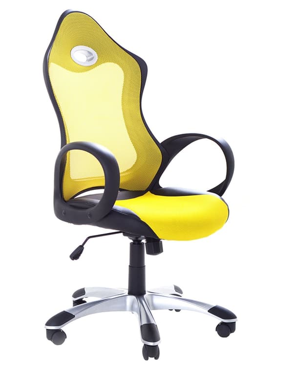 Työtuoli keltainen 67 x 109-119 x 67 cm polyesteri kallistettava pyörivä ergonominen