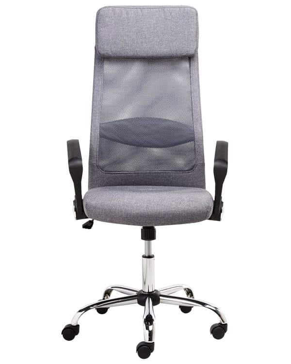 Kontorsstol Mörkgrå Meshtyg och konstläder Gaslift Justerbar snurrstol med recliner-funktion