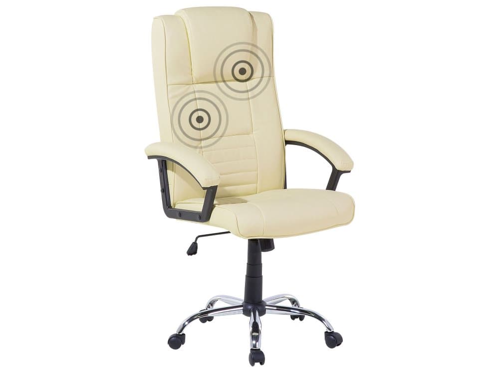 Kontorsstol med massagefunktion konstläder beige COMFORT II