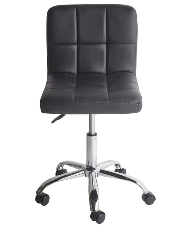 Kontorstol Svart Polyester Metall Ergonomisk Hållbar Nylonhjul