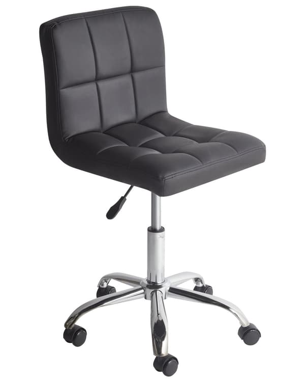 Kontorstol Svart Polyester Metall Ergonomisk Hållbar Nylonhjul