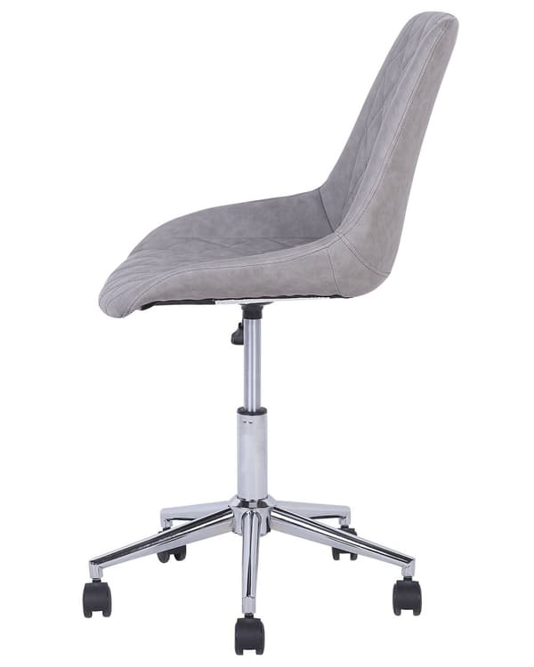 Tuoli vaaleanharmaa 57 x 83-96 x 57 cm keinonahka vaneri metalli timanttitikkaus kääntyvä