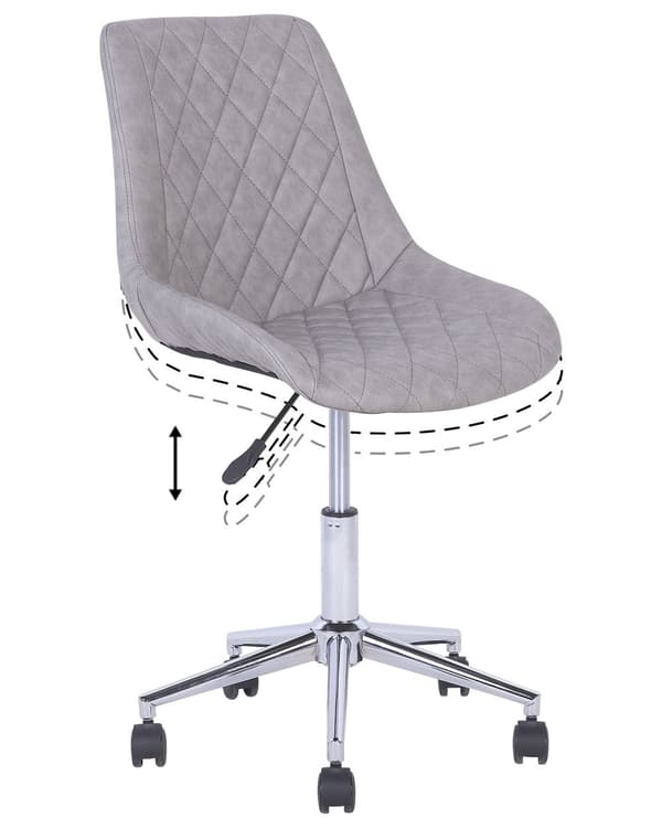 Tuoli vaaleanharmaa 57 x 83-96 x 57 cm keinonahka vaneri metalli timanttitikkaus kääntyvä