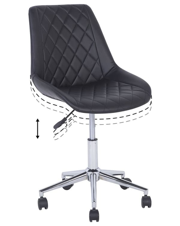 Tuoli musta 57 x 83-96 x 57 cm keinonahka vaneri metalli timanttitikkaus kääntyvä