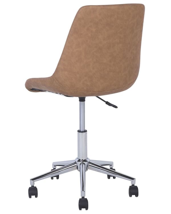 Tuoli kullanruskea 57 x 83-96 x 57 cm keinonahka vaneri metalli timanttitikkaus kääntyvä