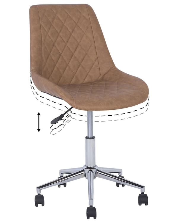 Tuoli kullanruskea 57 x 83-96 x 57 cm keinonahka vaneri metalli timanttitikkaus kääntyvä