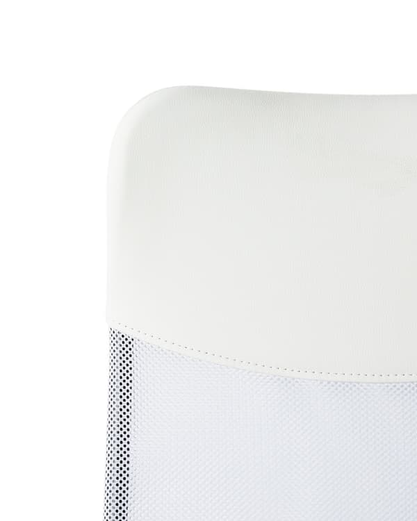 Kontorstol Hvid Sort Polyester Kunstlæder og Sølv Metalstel 114/122 x 63 cm Drejelig Chefstol med Hjul Justerbar Højde og Ryglæn Ergonomisk
