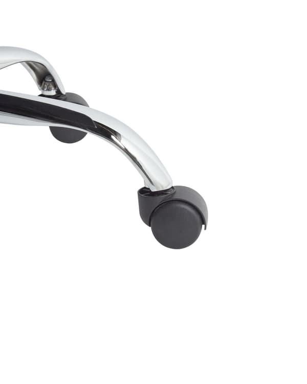 Kontorstol Hvid Sort Polyester Kunstlæder og Sølv Metalstel 114/122 x 63 cm Drejelig Chefstol med Hjul Justerbar Højde og Ryglæn Ergonomisk