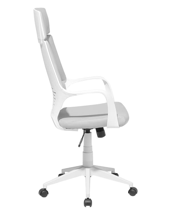 Kontorstol Grå og Hvid Plast Polyester 116/126 x 64 cm Drejeligt Skrivebordsstol til Kontor Soveværelse med Justerbart Sæde og Ryglæn Design