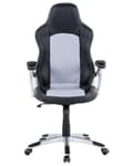 Miniatyrbillede 4 af 10: Kontorstol Sort Grå Kunstlæder ø 68 x 120/130 cm Gamerstol med Armlæn Drej Højdejusterbar Ergonomisk Ryglæn Vippefunktion til Drengeværelse