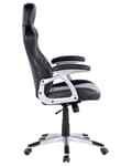 Miniatyrbillede 5 af 10: Kontorstol Sort Grå Kunstlæder ø 68 x 120/130 cm Gamerstol med Armlæn Drej Højdejusterbar Ergonomisk Ryglæn Vippefunktion til Drengeværelse