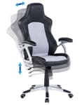 Miniatyrbillede 6 af 10: Kontorstol Sort Grå Kunstlæder ø 68 x 120/130 cm Gamerstol med Armlæn Drej Højdejusterbar Ergonomisk Ryglæn Vippefunktion til Drengeværelse