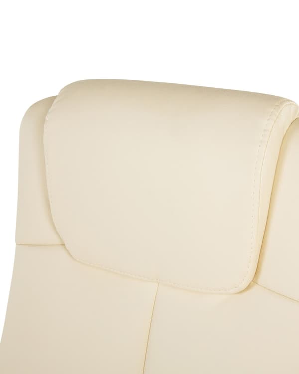 Drejelig kontorstol beige øko-læder justerbar i højden højt ergonomisk ryglæn med nakkestøtte armlæn