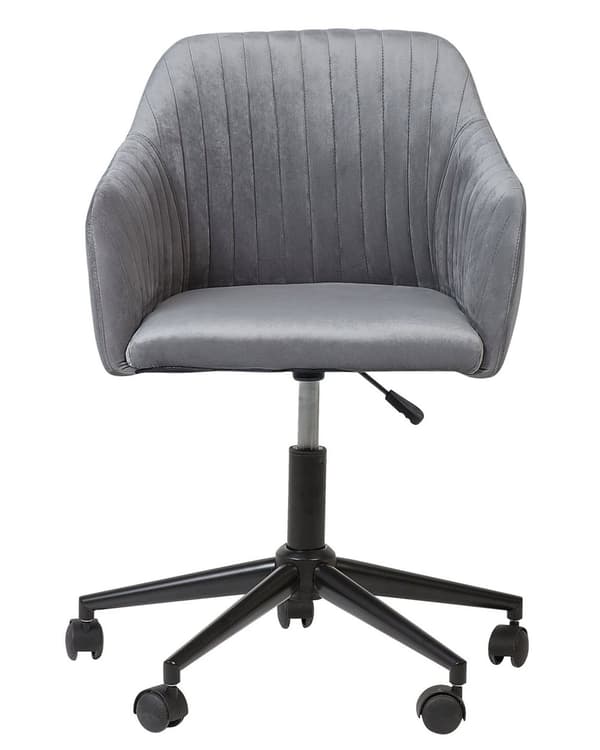 Työtuoli harmaa sametti verhoiltu ⌀ 64 x 79-89 cm korkeussäädettävä kääntyvä pyörillä turvajarru moderni