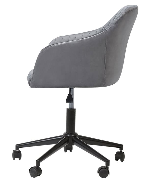 Työtuoli harmaa sametti verhoiltu ⌀ 64 x 79-89 cm korkeussäädettävä kääntyvä pyörillä turvajarru moderni
