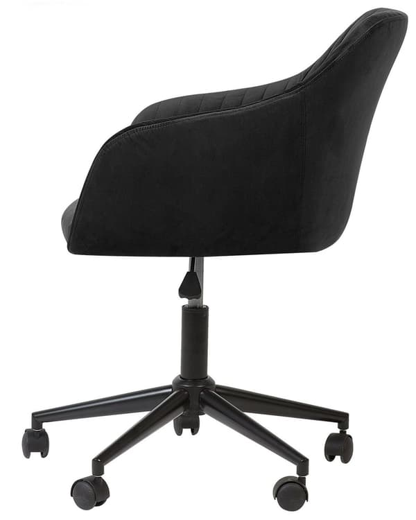 Työtuoli musta sametti verhoiltu ⌀ 64 x 79-89 cm korkeussäädettävä kääntyvä pyörillä turvajarru moderni