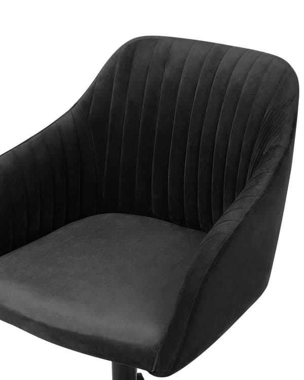 Työtuoli musta sametti verhoiltu ⌀ 64 x 79-89 cm korkeussäädettävä kääntyvä pyörillä turvajarru moderni