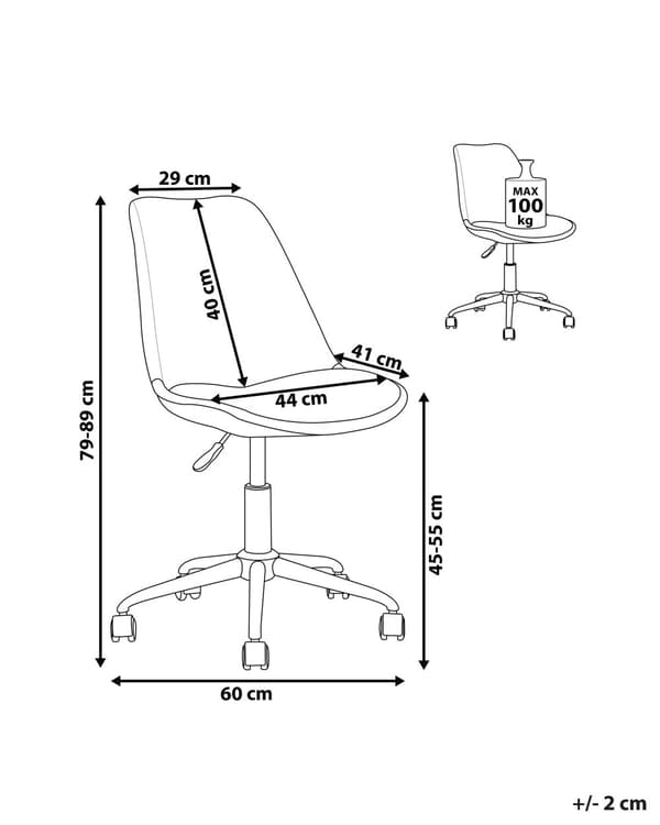 Skrivebordsstol Grå Plast og Sølv Metal Sæt 79 x 60 cm Dekorativ Skalstol med Hjul Kunstlæder Sæde Spisestue Køkken Kontorstol Skandinavisk