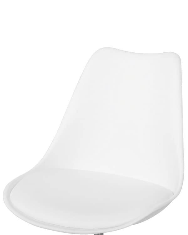 Skrivebordsstol Hvid Plast og Sølv Metal Sæt 79 x 60 cm Dekorativ Skalstol med Hjul Kunstlæder Sæde Spisestue Køkken Kontorstol Skandinavisk