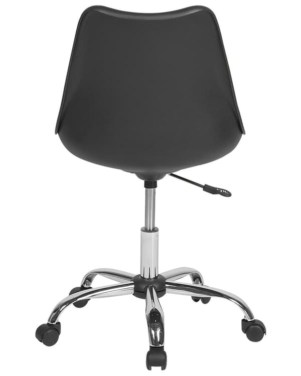Skrivebordsstol Sort Plast og Sølv Metal Sæt 79 x 60 cm Dekorativ Skalstol med Hjul Kunstlæder Sæde Spisestue Køkken Kontorstol Skandinavisk