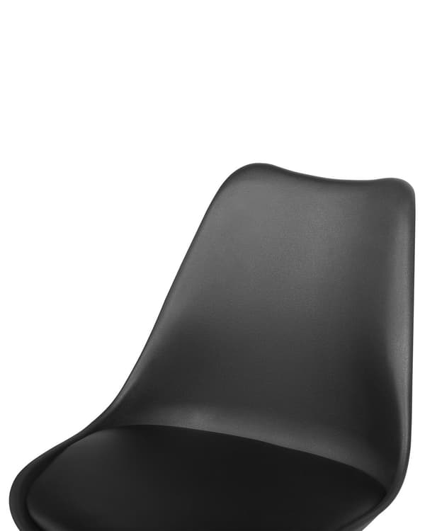 Skrivebordsstol Sort Plast og Sølv Metal Sæt 79 x 60 cm Dekorativ Skalstol med Hjul Kunstlæder Sæde Spisestue Køkken Kontorstol Skandinavisk