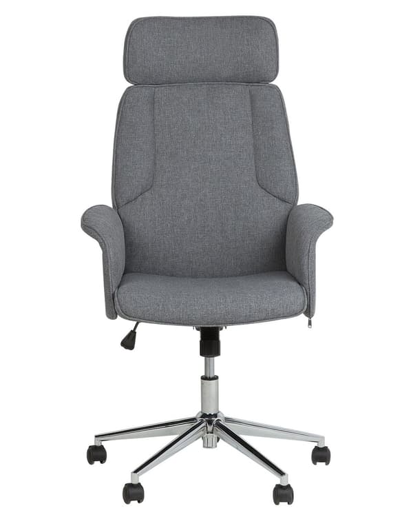 Työtuoli harmaa polyesteri ergonominen korkeussäädettävä kallistuva pyörillä perinteinen