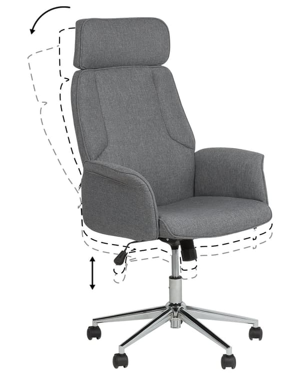 Työtuoli harmaa polyesteri ergonominen korkeussäädettävä kallistuva pyörillä perinteinen
