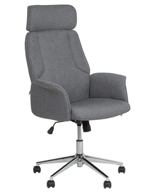 Työtuoli harmaa polyesteri ergonominen korkeussäädettävä kallistuva pyörillä perinteinen