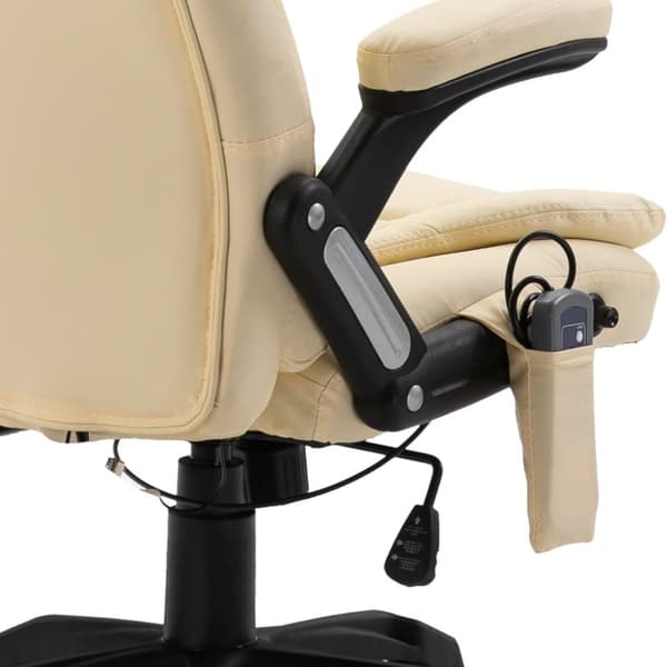 vidaXL kontorstol med massagefunktion polyester cremefarvet