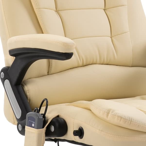 vidaXL kontorstol med massagefunktion polyester cremefarvet