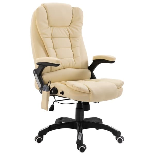 vidaXL kontorstol med massagefunktion polyester cremefarvet