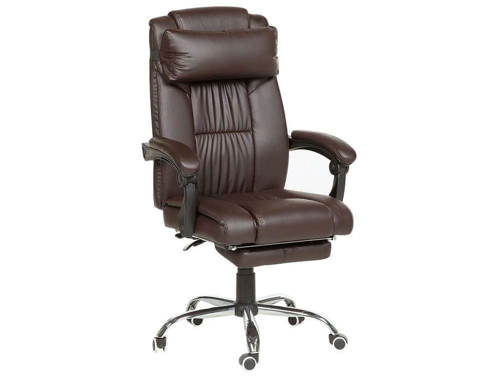 Kontorsstol konstläder mörkbrun LUXURY