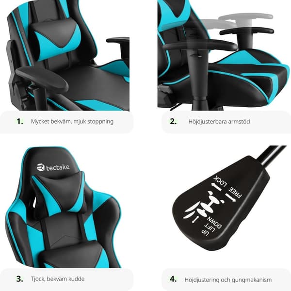 Premium Gamingstol Twink - svart/azurblå