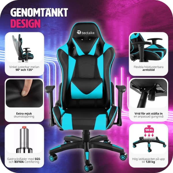 Premium Gamingstol Twink - svart/azurblå