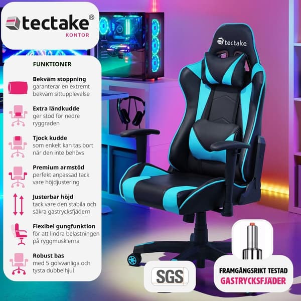 Premium Gamingstol Twink - svart/azurblå