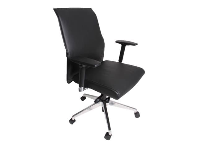 Avistron Madrid - Stol - ergonomisk - low-back - armstöd - svängtapp - aluminium, läder - elegant svart