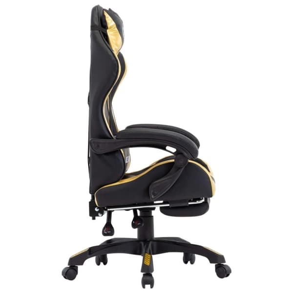 vidaXL Gamingstol med fotstöd guld och svart konstläder