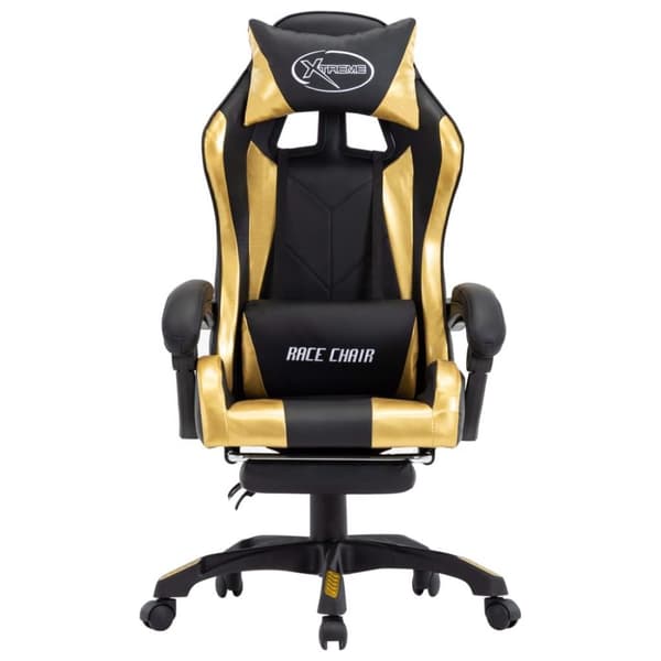 vidaXL Gamingstol med fotstöd guld och svart konstläder