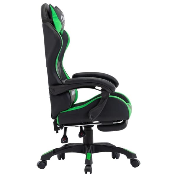 vidaXL Gamingstol med fotstöd grön och svart konstläder