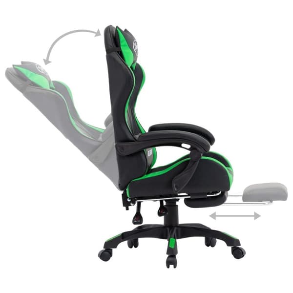 vidaXL Gamingstol med fotstöd grön och svart konstläder