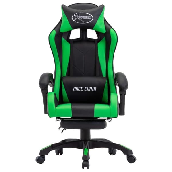 vidaXL Gamingstol med fotstöd grön och svart konstläder