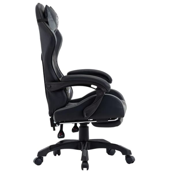 vidaXL Gamingstol med fotstöd grå och svart konstläder